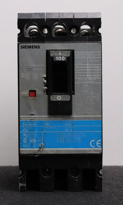 Bild des Artikels SIEMENS-Leistungsschalter-ED63B100-100A-600VAC-3-polig-mit-Griff-gebraucht