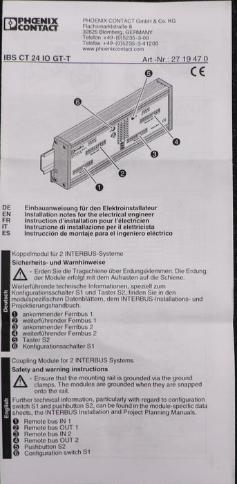 Bild des Artikels PHOENIX-CONTACT-Interbuse-Koppelmodule-IBS-CT-24-IO-GT-T-Ord.Nr.-2719470-in-OVP