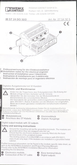 Bild des Artikels PHOENIX-CONTACT-Interbuse-IBS-ST-24-DO-32/2-Ord.Nr.-2754325-Modul-Ident.:-189