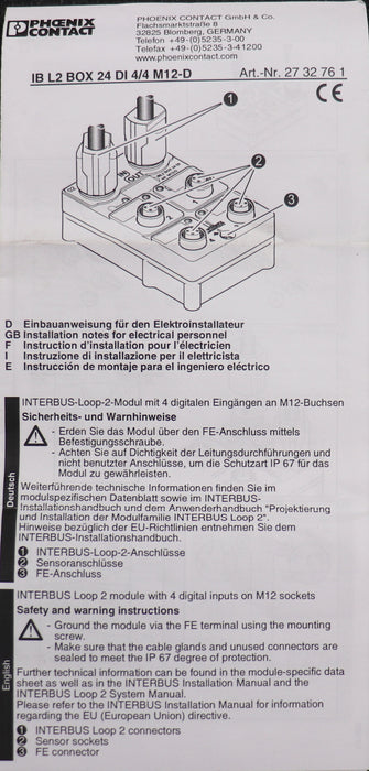 Bild des Artikels PHOENIX-CONTACT-Modul-IB-L2-BOX-24-DI-4/4-M12-D-Ord.Nr.-2732761-gebraucht