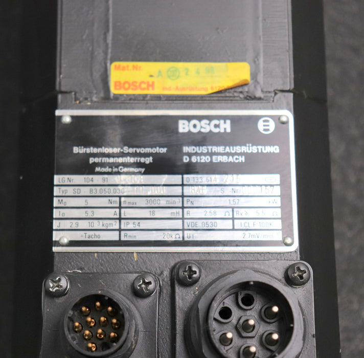 Bild des Artikels BOSCH-Bürstenloser-Servomotor-SD-B3.050.030-11.000-5Nm-I0=-5,3A-Tacho-2,7mVmin