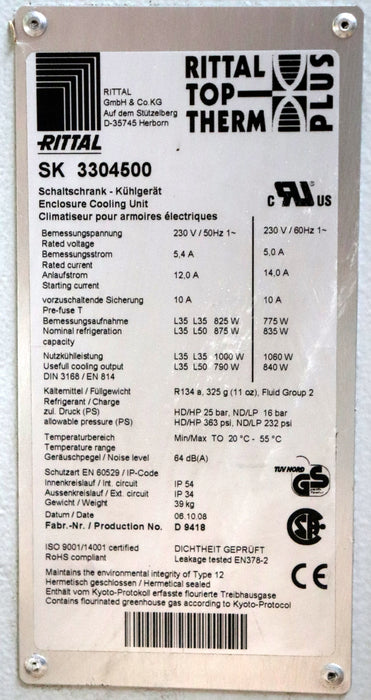 Bild des Artikels RITTAL-Schaltschrank-Kühlgerät-SK3304500-0,3-4kW-Kühlleistung-bis-1060W-230VAC