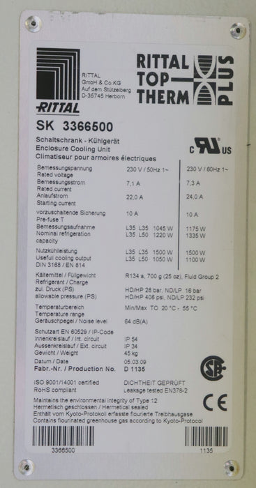 Bild des Artikels RITTAL-Schaltschrank-Kühlgerät-SK3366500-Kühlleistung-bis-1500W-230VAC