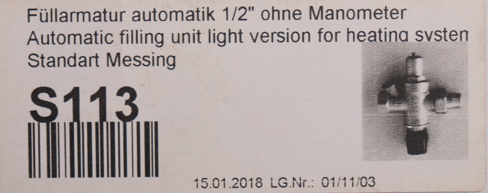 Bild des Artikels Füllarmatur-automatik-1/2''-CODE:-113-DN-1/2''-PN10-ohne-Manometer