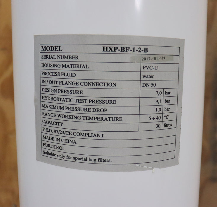 Bild des Artikels EUROTROL-PVC-U-Beutelfiltergehäuse-mit-Flanschöffnung-oben-HXP-BF-1-2-B