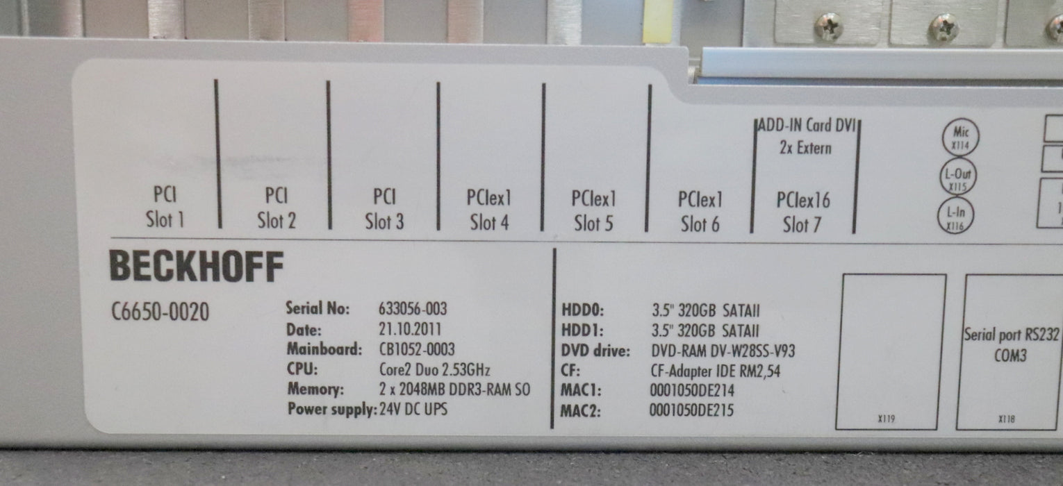 Bild des Artikels BECKHOFF-Schaltschrank-Industrie-PC-C6650-0020-24VDC-CPU:-Core2-Duo-2.53GHz