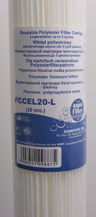 Bild des Artikels AQUAFILTER-mehrfach-verwendbare-Polyesterfilterpatrone-FCCEL20-L-20mic-Länge-20"