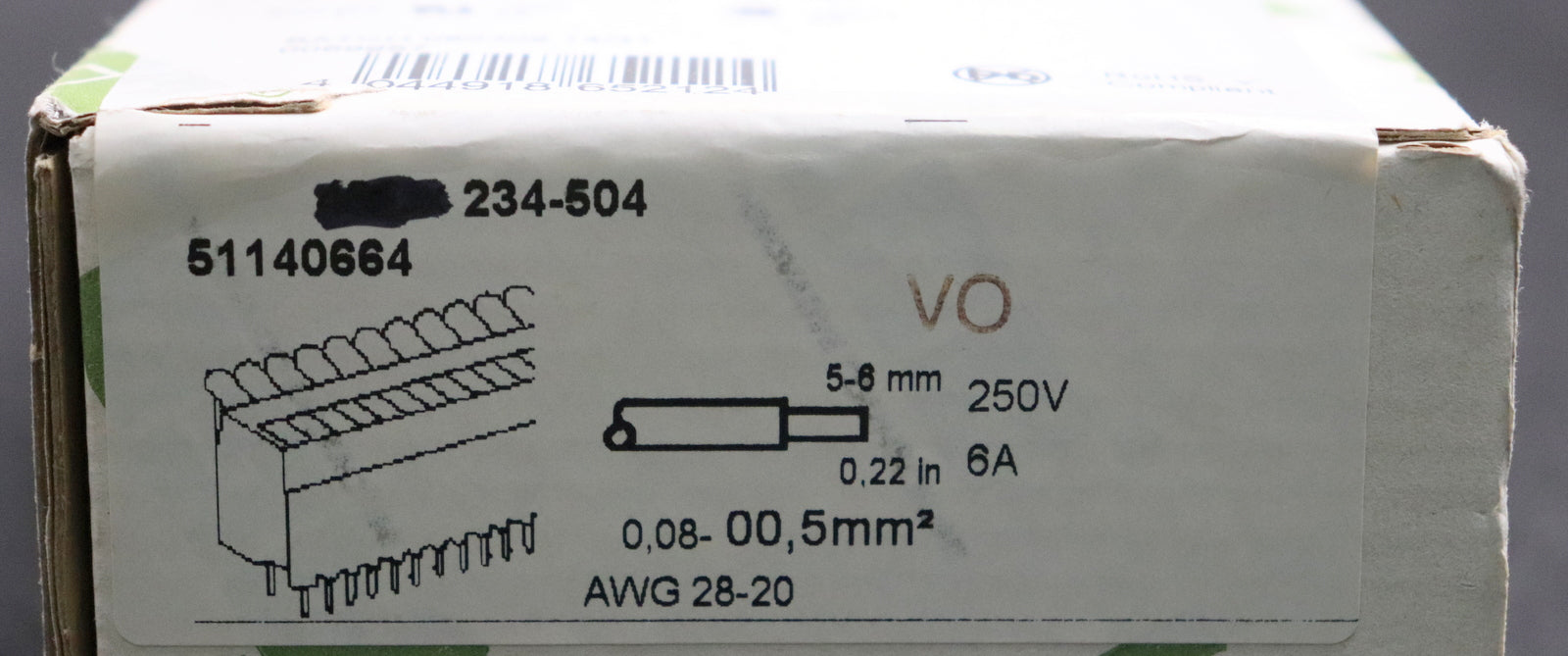 Bild des Artikels WAGO-100x-Leiterplattenklemme-234-504-4-polig-0,08-0,5-mm²-6A-AWG-28-20