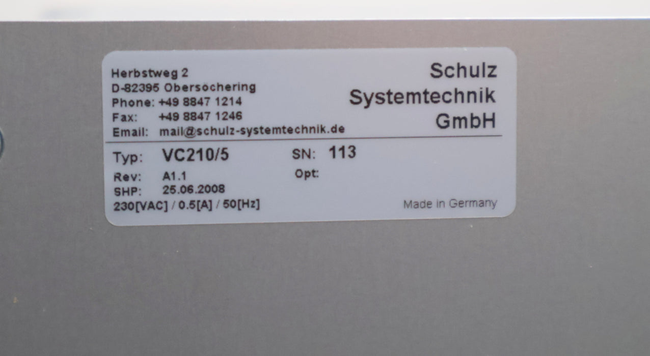 Bild des Artikels SCHULZ-SYSTEMTECHNIK-Elektromodul-VC210/5-230VAC-0,5A-50Hz-2-Schlüssel-gebraucht