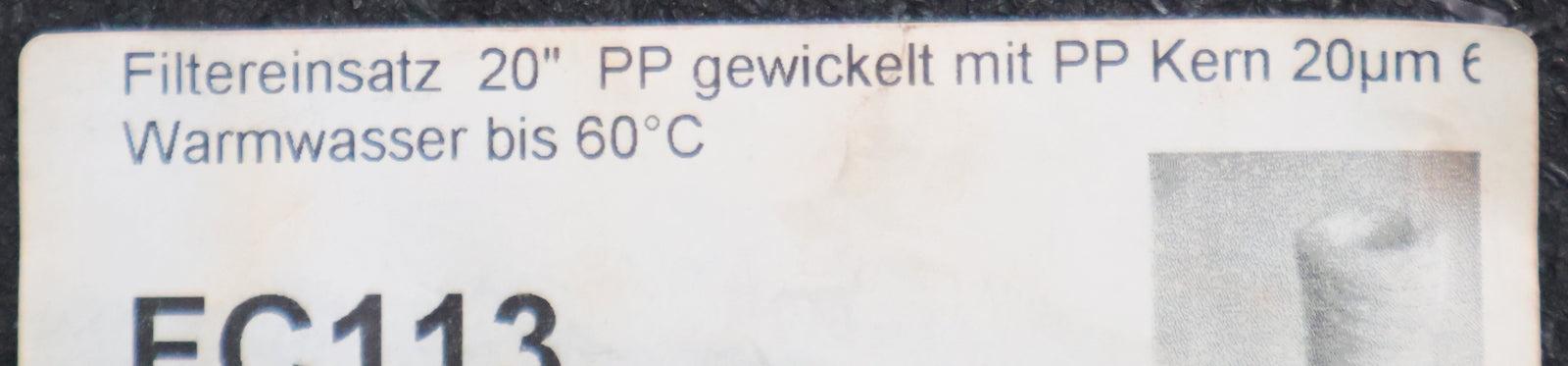 Bild des Artikels Wickelfilterkerze-DLSW-20-20-20''-20µm-PP-gewickelt-PP-Kern-unbenutzt