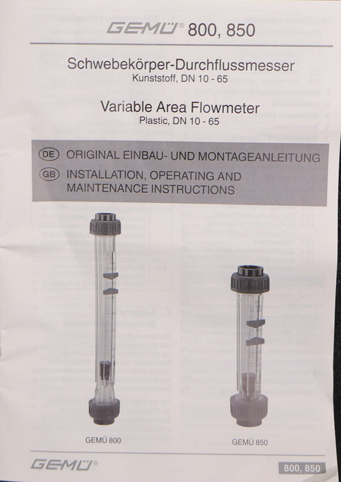 Bild des Artikels GEMÜ-Durchflussmesser-855R20D-72214-131-160-10-165l/h-PS-10,0bar-gebraucht