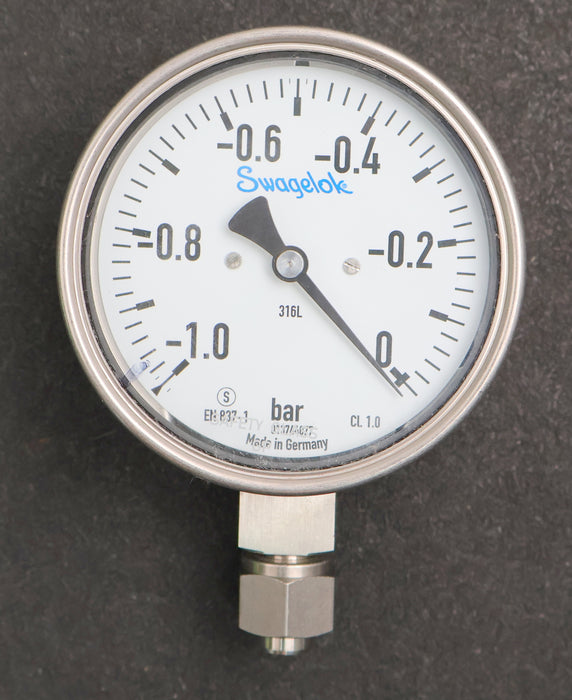 Bild des Artikels SWAGELOK-Edelstahl-Vakuum-Manometer--1-bis-0bar-Cl.-1.0-Ø-100mm