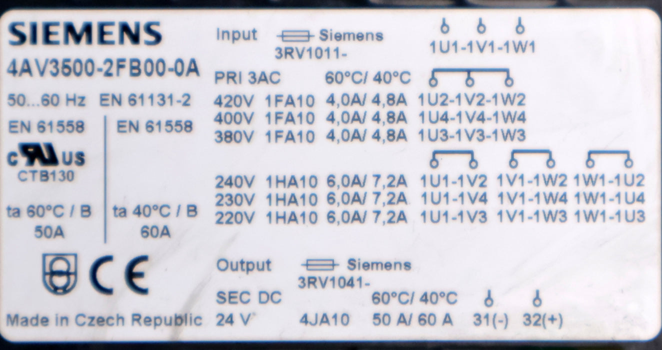 Bild des Artikels SIEMENS-Gleichstrom-Versorgung-4AV3500-2FB00-0A-Tranformator-unbenutzt