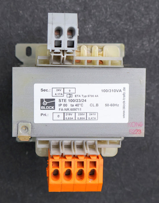 Bild des Artikels BLOCK-Trenn-Transformator-STE-100/23/24-FA-Nr-609711-Primär-219/230/241V-50/60Hz