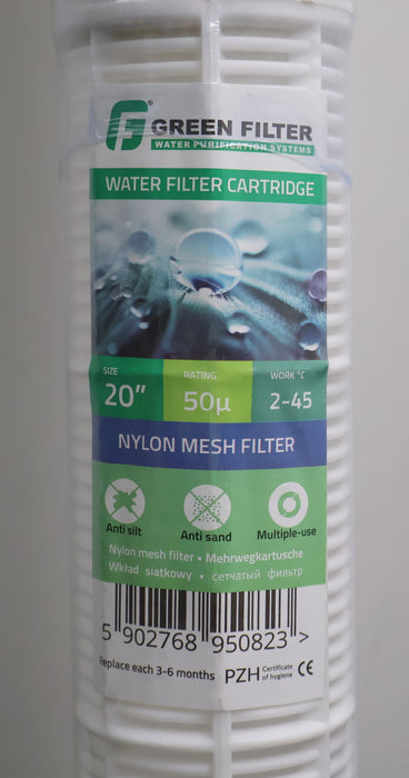 Bild des Artikels GREEN-FILTER-Nylon-Mesh-Filter-Größe-20''-50um-2-45°C-Ø-68mm-unbenutzt-in-OVP