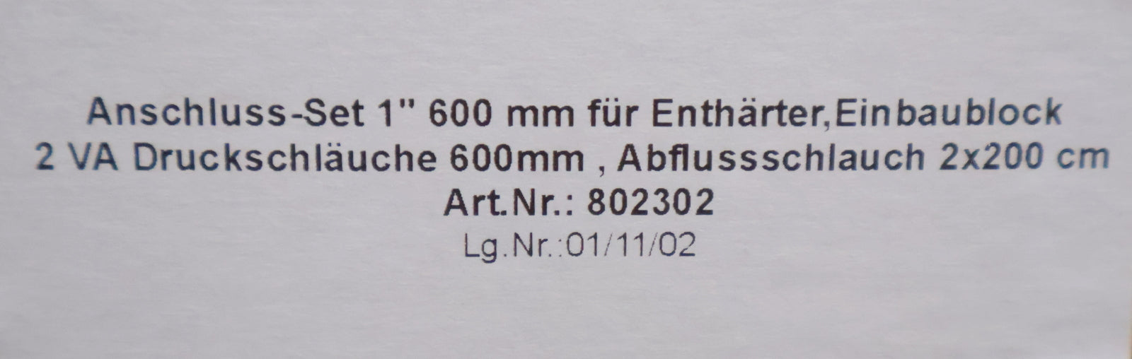 Bild des Artikels ABA-SOFT-Anschluss-Set-1''-600mm-für-Enthärter-Bypass-Armatur-1''x1''-Serie-A