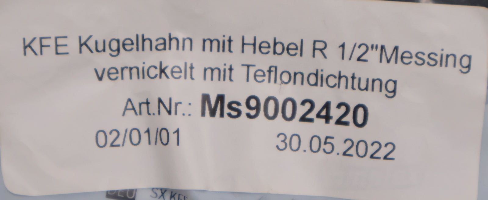 Bild des Artikels SIMPLEX-Kugelhahn-mit-Hebel-R-1/2''-Messing-vernickelt-mit-Teflondichtung-F10638