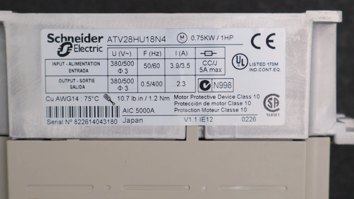 Bild des Artikels SCHNEIDER-ELECTRONIC-Frequenzumrichter-ATV28HU18N4-Input:-380/500V-50-60Hz