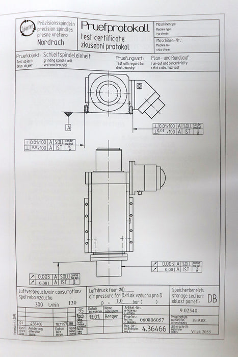 Bild des Artikels JUNKER-/-JUKOMET-HF-Schleifspindeleinheit-205x450-Spindel-Nr-060806057-Typ-mW-17