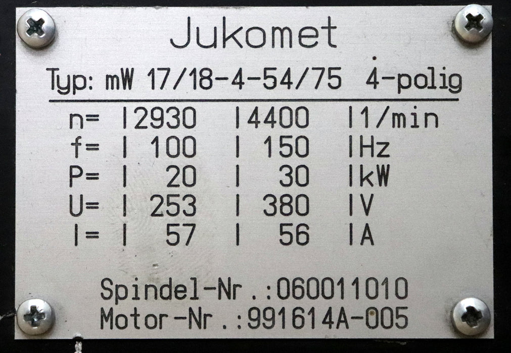 Bild des Artikels JUNKER-/-JUKOMET-HF-Schleifspindeleinheit-205x450-Spindel-Nr-060011010-Typ-mW-17