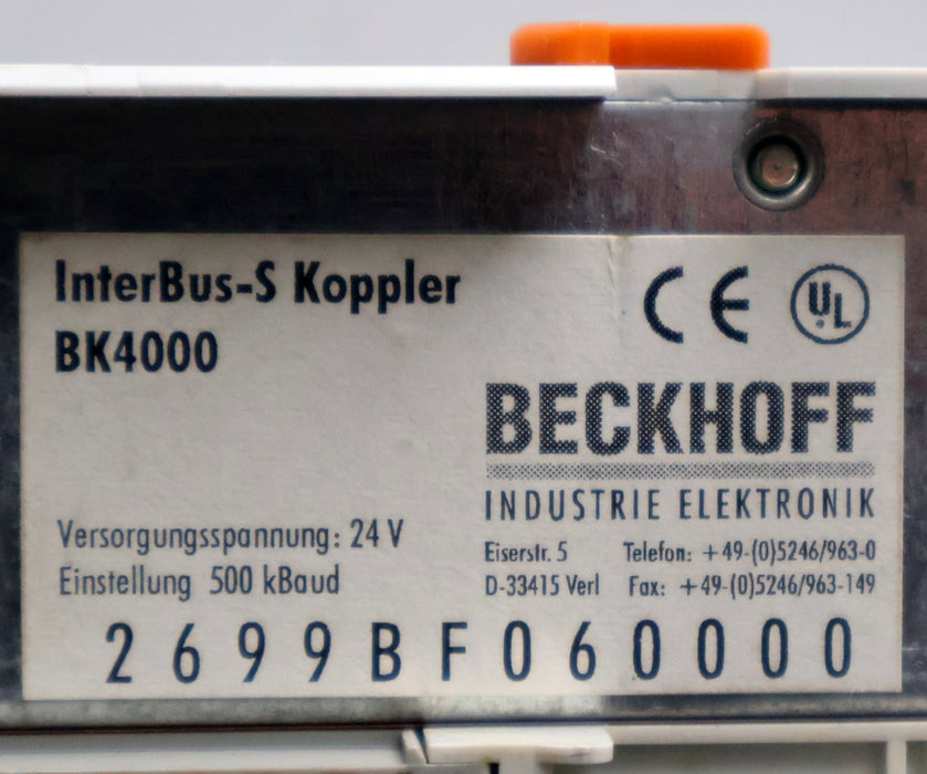 Bild des Artikels BECKHOFF-InterBus-Koppler-BK4000-24V-gebraucht-repariert-getestet-Funktion-ok