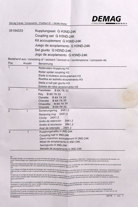 Bild des Artikels DEMAG-Kupplungsset-G-H3ND-24K-GesamtØ-187mm-Breite-70mm-NabenØ-115mm