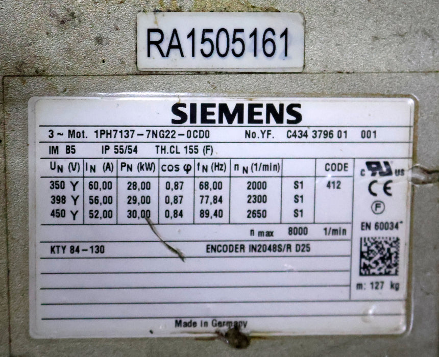 Bild des Artikels SIEMENS-SIMOTICS-3~-Motor-1PH7137-7NG22-0CD0-PN=-28-30kW-UN=-350-450V