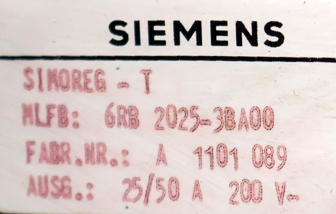 Bild des Artikels SIEMENS-SIMOREG-Transistor-Steller-6RB2025-3BA00-25/50A-200V-ohne-Steuerkarten