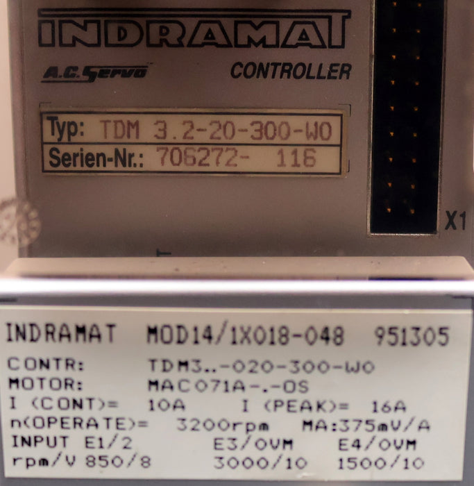 Bild des Artikels INDRAMAT-AC-Servo-Controller-TDM-3.2-020-300-W0-+-MOD14/1X018-048-geprüft-2024!