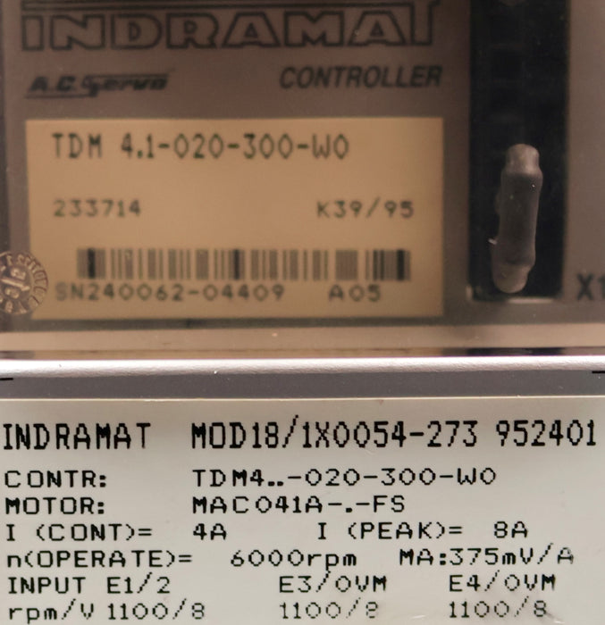 Bild des Artikels INDRAMAT-AC-Servo-Controller-TDM-4.1-020-300-W0-+-MOD18/1X0054-273-geprüft-2024!