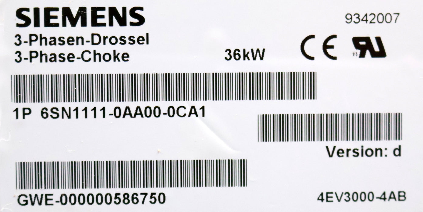 Bild des Artikels SIEMENS-3-Phasendrossel-36kW-6SN1111-0AA00-0CA1-Version-D-gebraucht