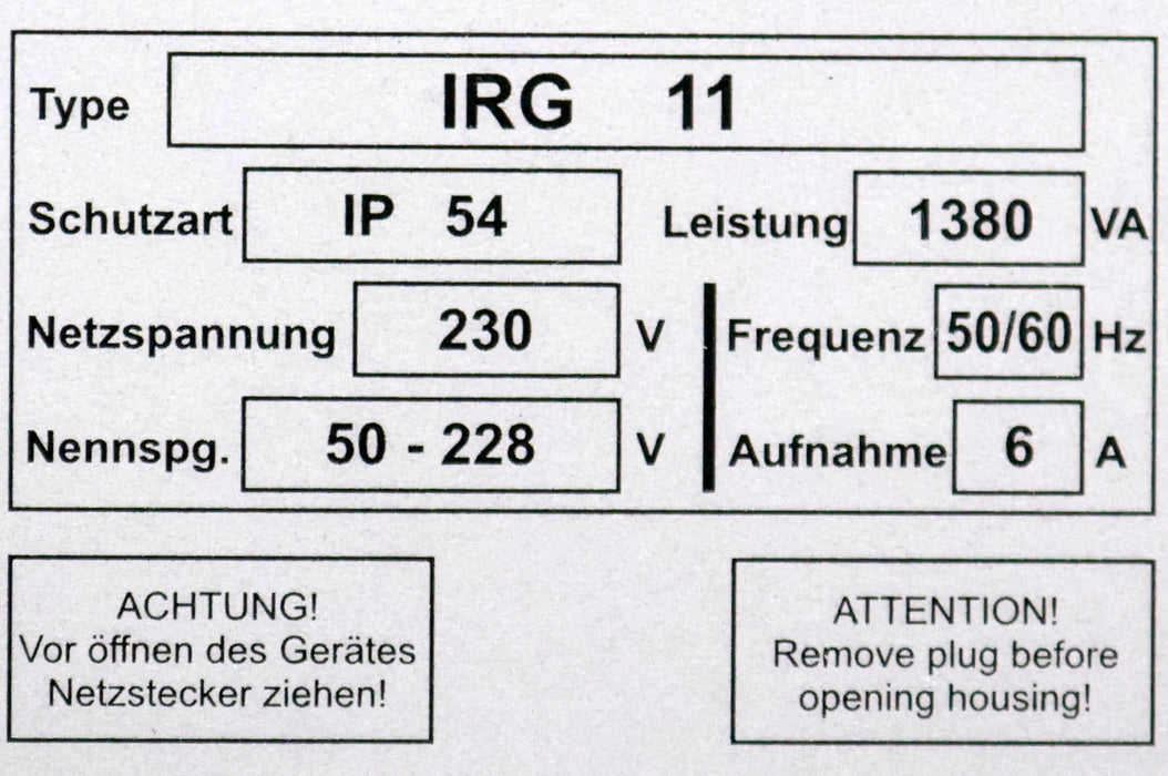 Bild des Artikels IMA-AUTOMATION-Steuergerät-IRG-11-1380VA-IP54-230V-50/60Hz-Nennspannung-50-228V