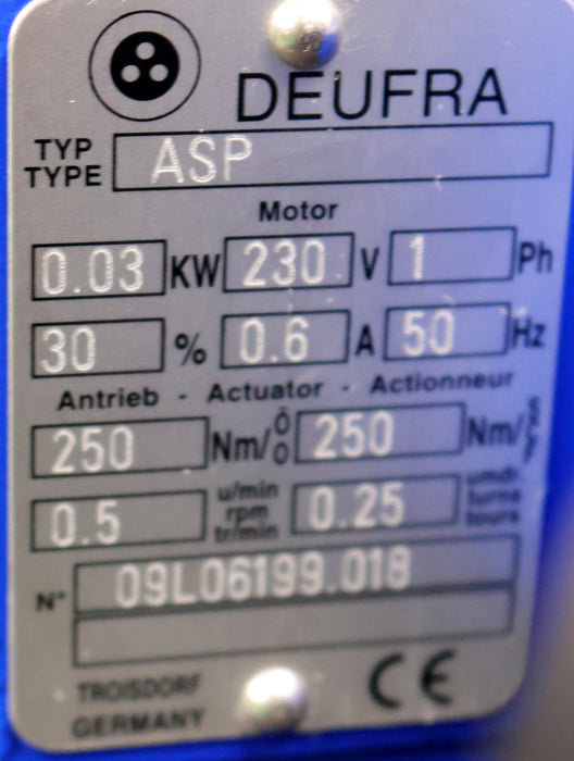 Bild des Artikels DEUFRA-Schwenkantrieb-ASP-0,03kW-230V50Hz-250Nm-0,5U/min-FlanschaußenØ-120mm