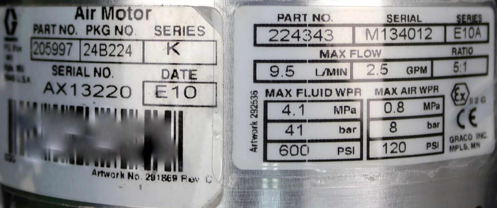 Bild des Artikels GRACO-Luftmotor-für--Edelstahl-Pneumatische-Kolbenpumpe-MONARK