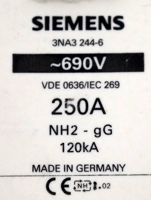 Bild des Artikels SIEMENS-NH2-Sicherungseinsatz-250A-690VAC-3NA3244-6-unbenutzt