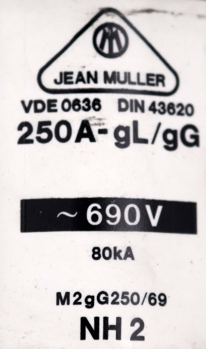 Bild des Artikels JEAN-MÜLLER-NH2-Sicherungseinsatz-250A-690VAC-M2gG250/69-unbenutzt