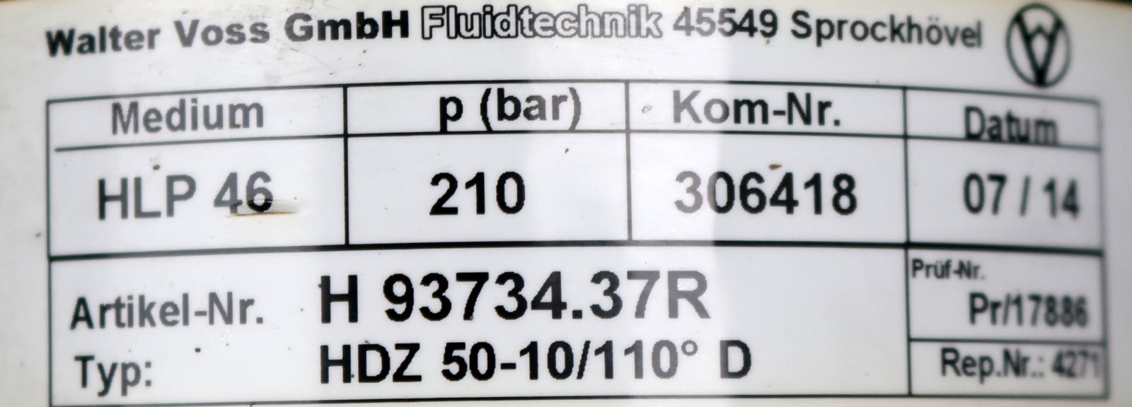 Bild des Artikels WALTER-VOSS-Schwenkmotor-H-933734.37R-HDZ-50-10/110°-D-210bar-Medium-HLP-46