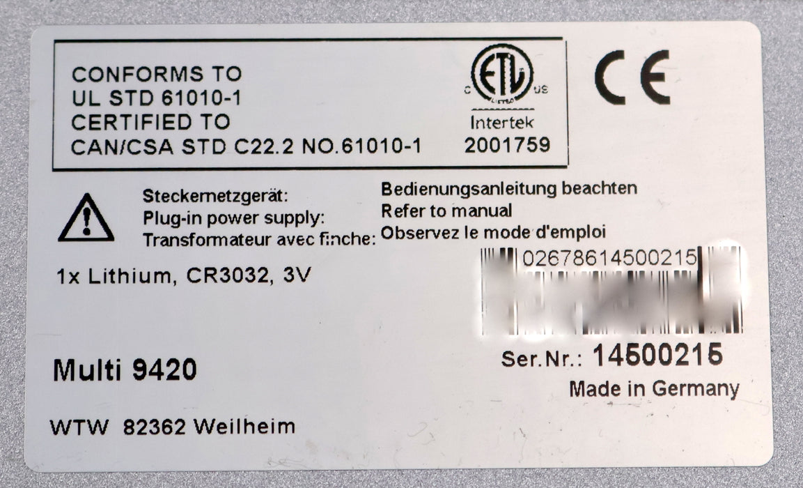 Bild des Artikels WTW-Labormessgerät-pH-Meter-inoLab_IDS-Multi-9420-mit-4-fach-Elektrodenhalter