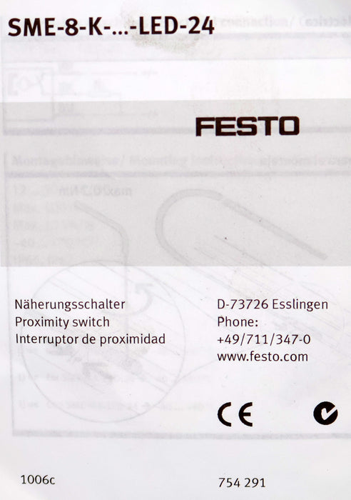 Bild des Artikels FESTO-Näherungsschalter-SME-8-K-5-LED-24-Mat.Nr.-175404-Kabellänge-5m