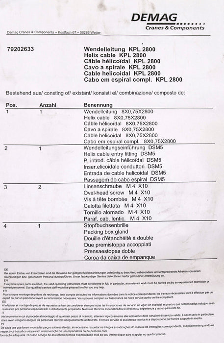 Bild des Artikels DEMAG-Wendelleitung-KPL-2800-Id.-Nr.:-79202633-unbenutzt-in-OVP