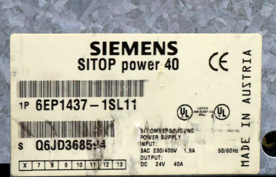 Bild des Artikels SIEMENS-SITOP-power-40-Stromversorgung-6EP1437-1SL11-Input-3AC-400V/-1,9A