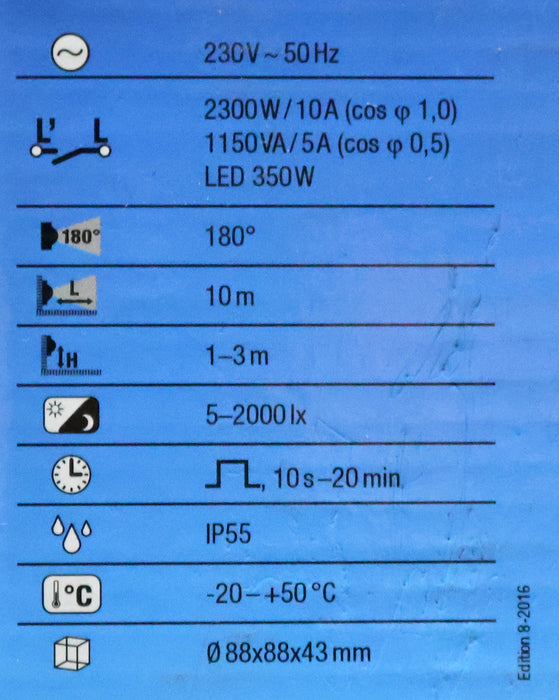 Bild des Artikels ZUEBLIN-Bewegungsmelder-SWISS-GARDE-300-UP-IP55-230VAC-50Hz-2300W/-10A