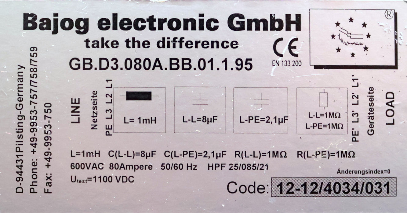 Bild des Artikels BAJOG-Netzfilter-GB.D3.080A.BB.01.1.95-L=-1mH-L-L=-8µF-L-PE=-2,1µF