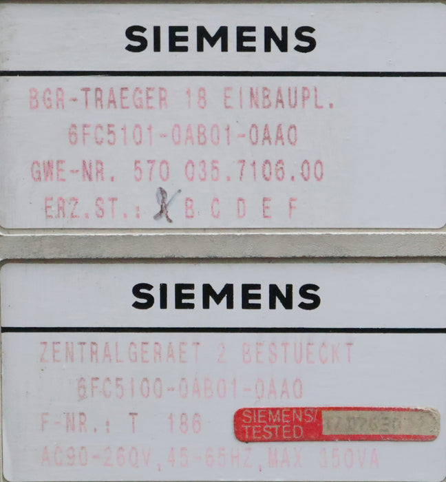 Bild des Artikels SIEMENS-BGR-Träger-für-18-Platinen-6FC5101-0AB01-0AA0-E.Stand:-A