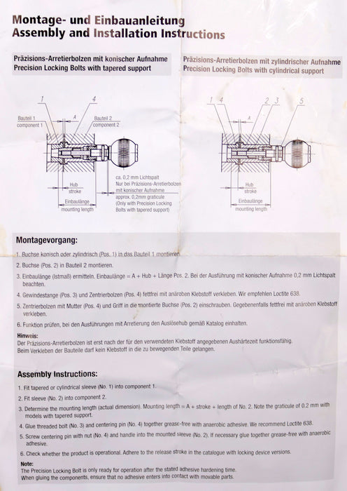 Bild des Artikels Präzisions-Arretierbolzen-mit-konischer-Aufnahme-Hub-6mm-Einbaulänge-31mm