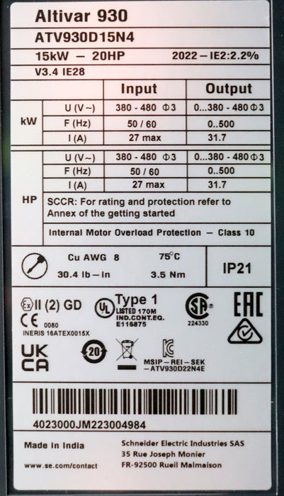 Bild des Artikels SCHNEIDER-Frequenzumrichter-ALTIVAR-Process-ALTIVAR-ATV930D15N4-15kW