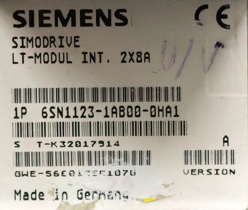 Bild des Artikels SIEMENS-SIMODRIVE-LT-Modul-6SN1123-1AB00-0HA1-2x-8A-Version-A-ohne-Platinen!