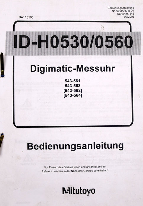 Bild des Artikels MITUTOYO-Digimatic-Messuhr-ID-H0560-Code-543-563-2-0,0025/60,96mm