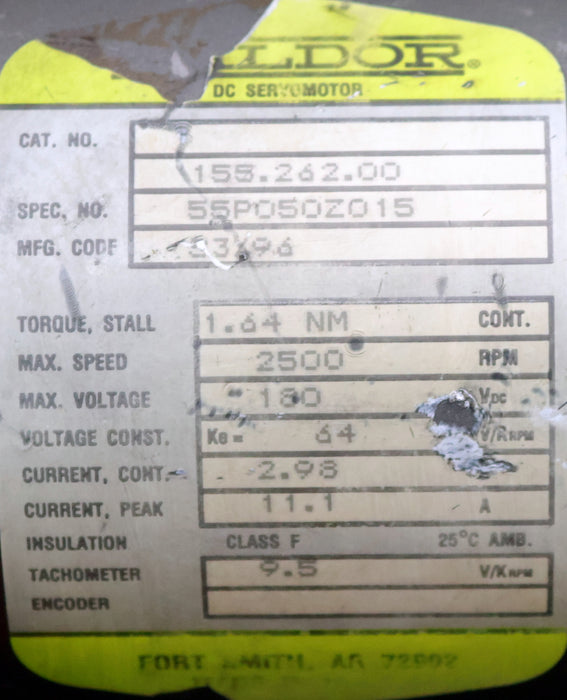 Bild des Artikels BALDOR-Servo-Motor-155.262.00-max.2500rpm-max.-180VDC-!-Beschreibung-beachten-!