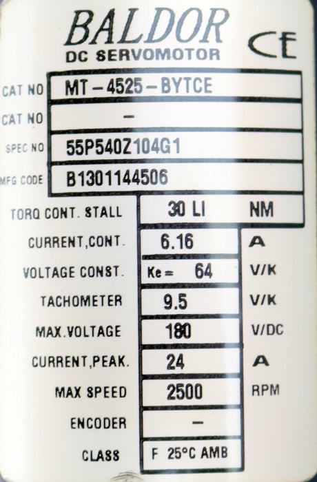 Bild des Artikels BALDOR-Servo-Motor-MT-4525-BTYCE-max.2500rpm-max.-180VDC-6,16/24A-+RSI-503